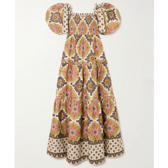 Cara Cara Tie-Detailed Cotton-Voile Dress with Shirred Bodice & Ruffled Skirt - Picture 7 of 10